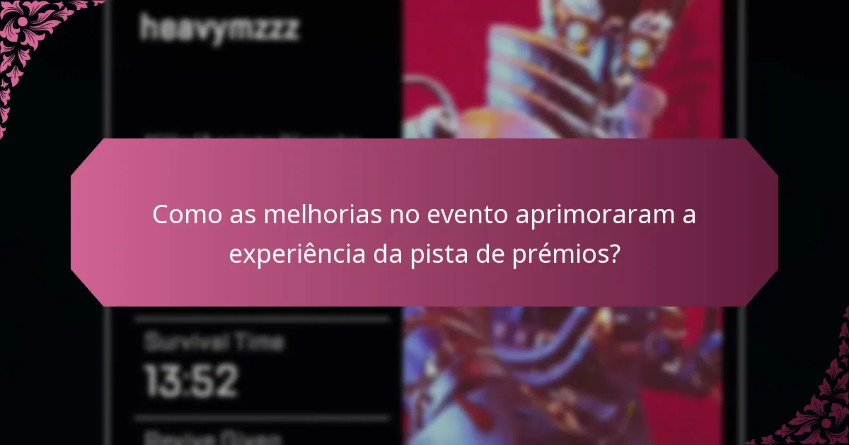 Quais são as atualizações e mudanças recentes na Pista de Prémios de Evento?